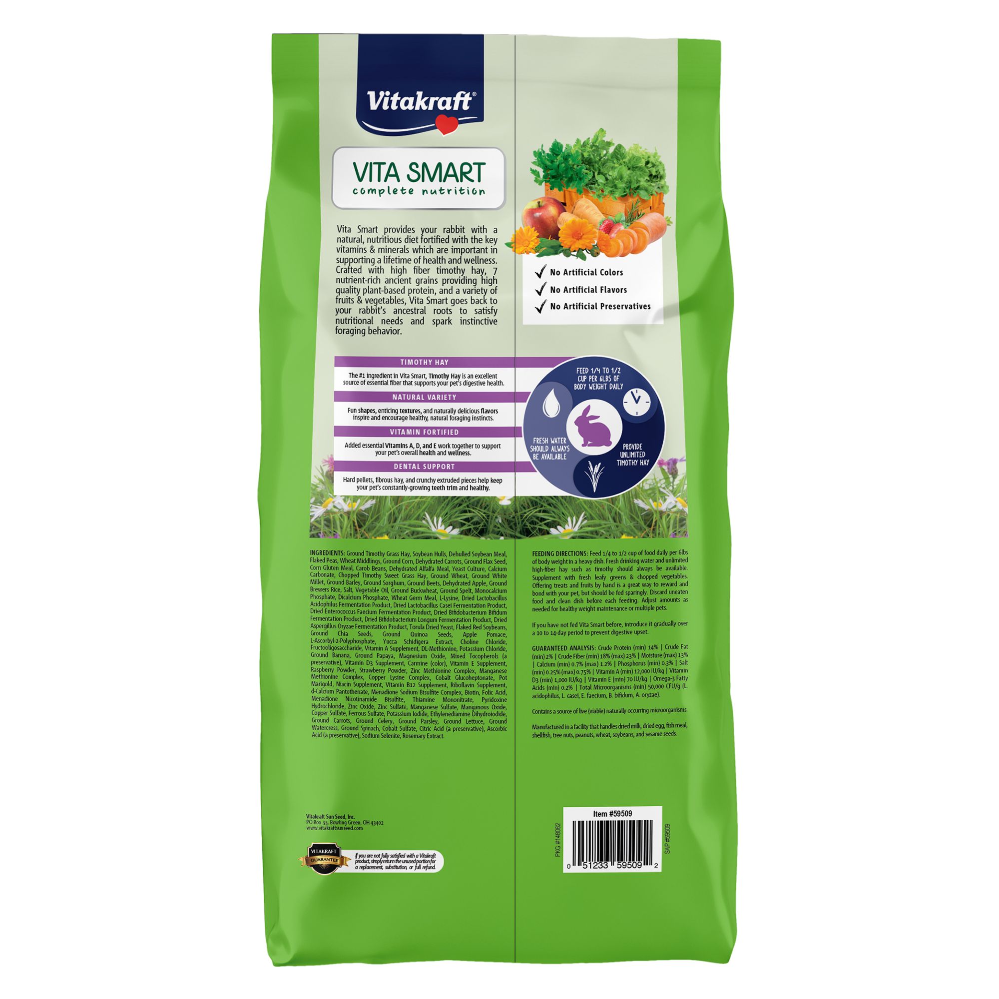 Vitakraft Vita Smart Complete Nutrition Natural Forage Blend Adult Rabbit Food