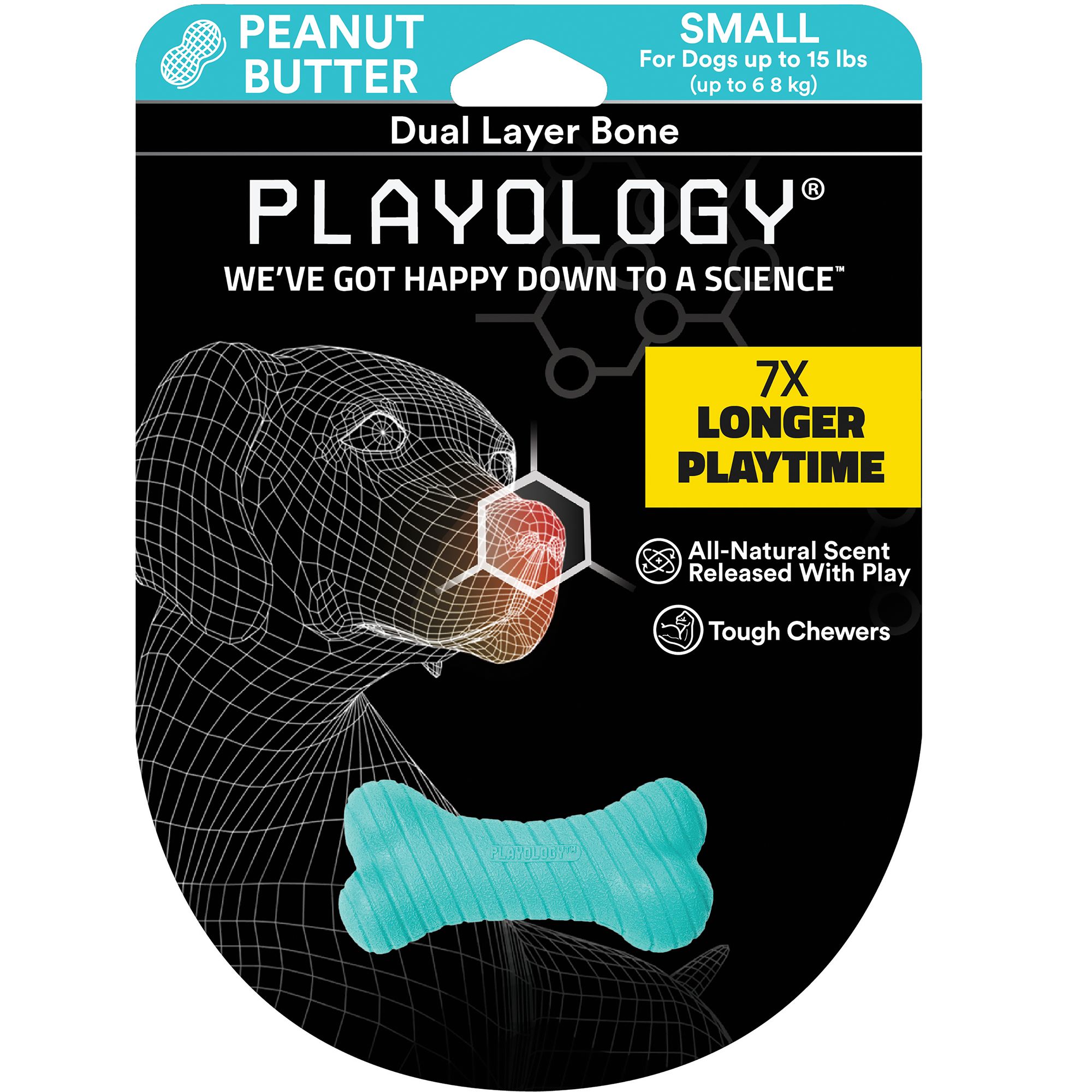 Playology® Dual Layer Bone Scented Dog Toy Peanut Butter dog Chew