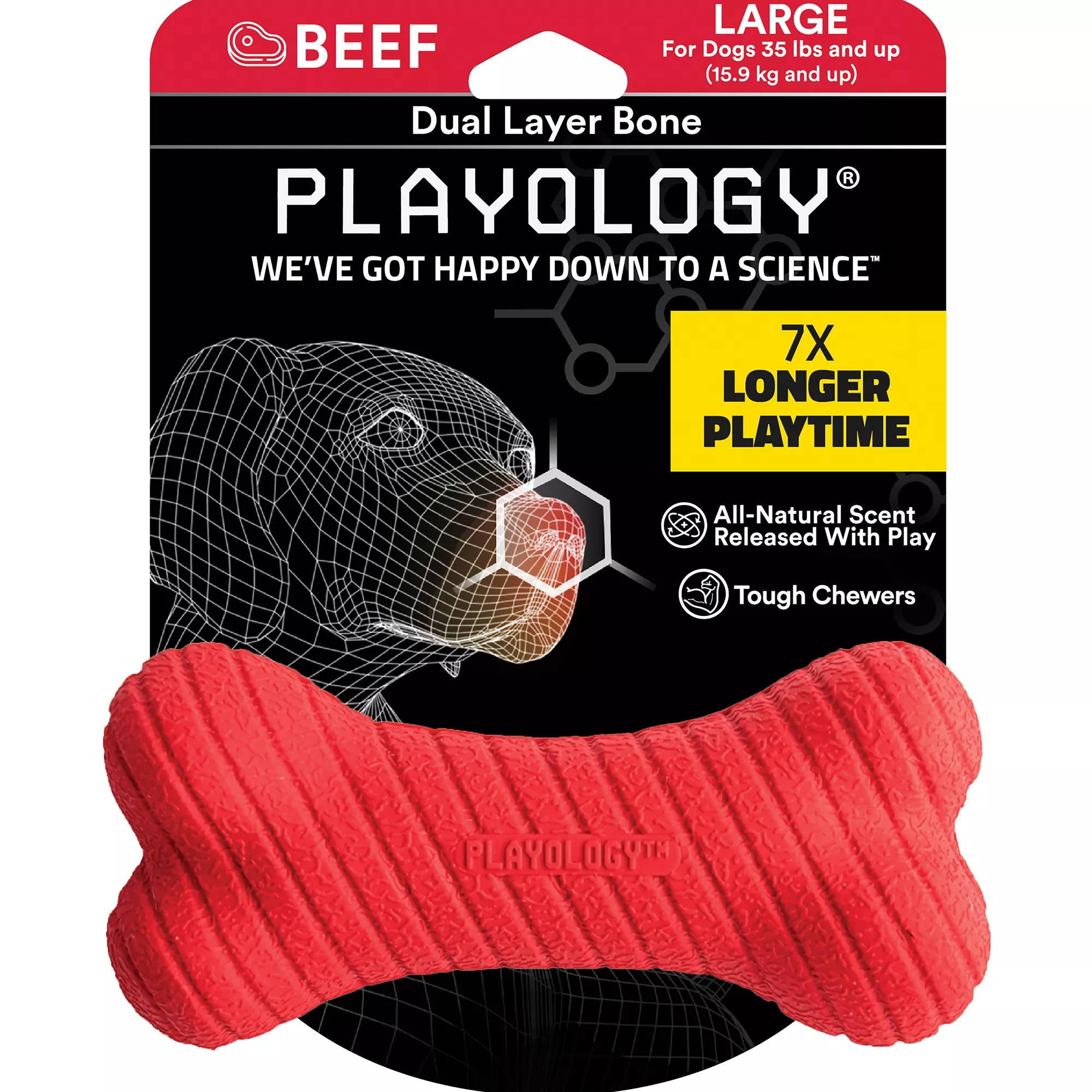 Playology® Dual Layer Bone Scented Dog Toy - Beef