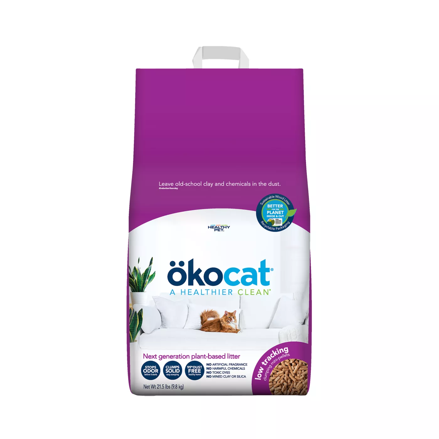 Okocat Less Mess Clumping Wood Cat Litter Low Dust Low Tracking Natural