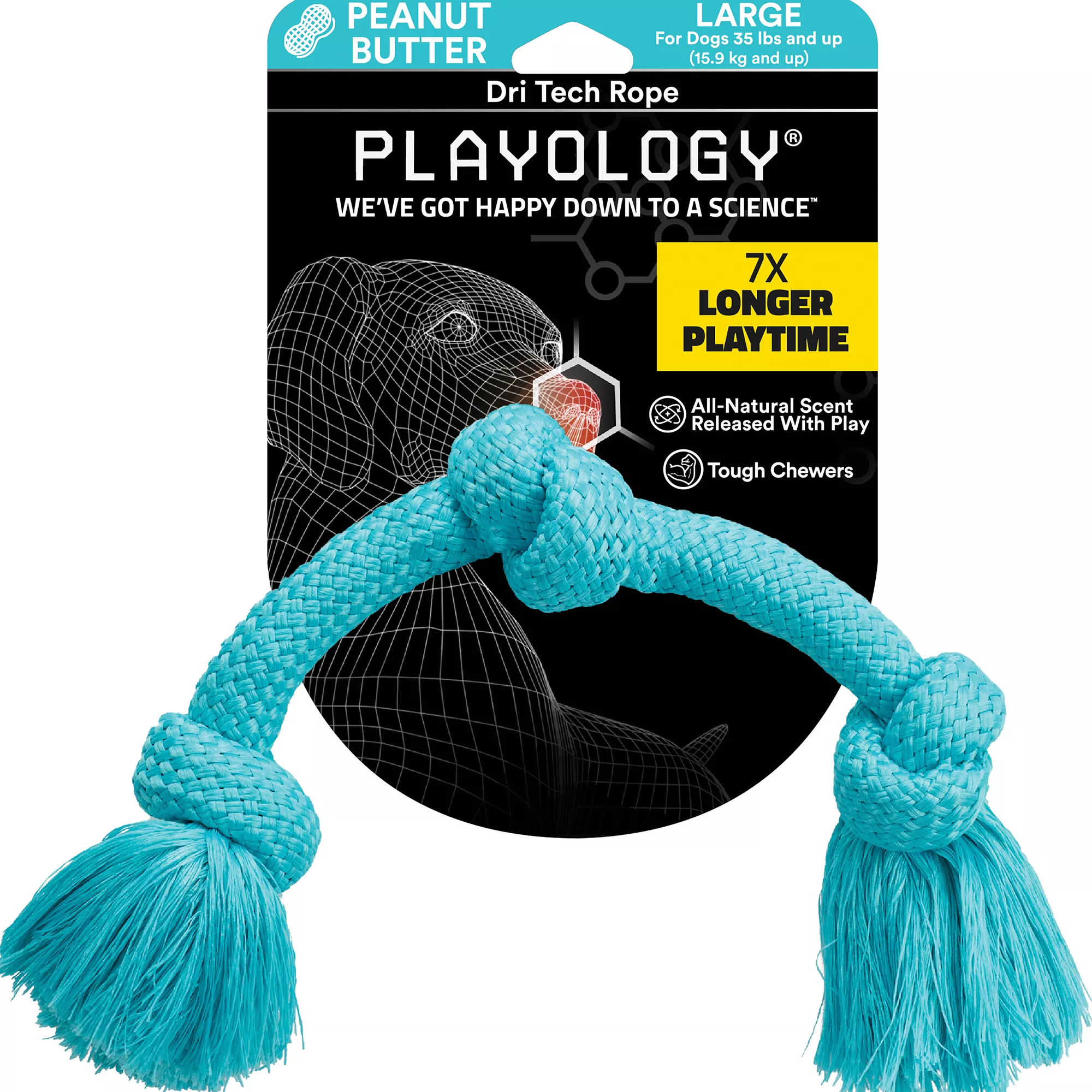 Playology® Dri-Tech Rope Scented Dog Toy - Peanut Butter