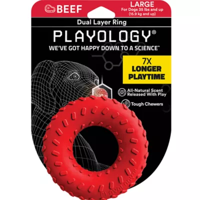 Product Playology® Dual Ring Scented Bone Dog Toy - Beef