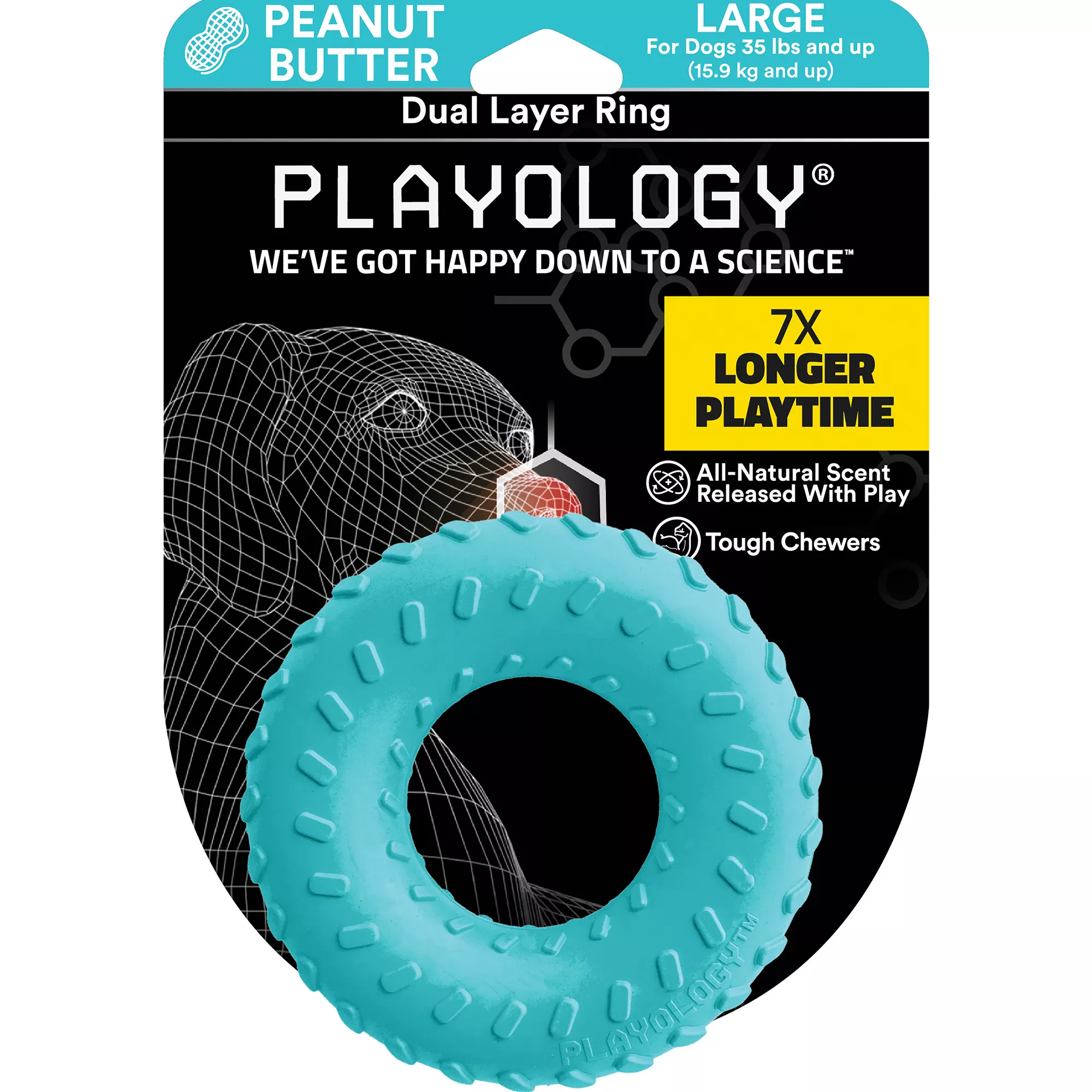 Playology® Dual Layer Ring Scented Dog Toy - Peanut Butter