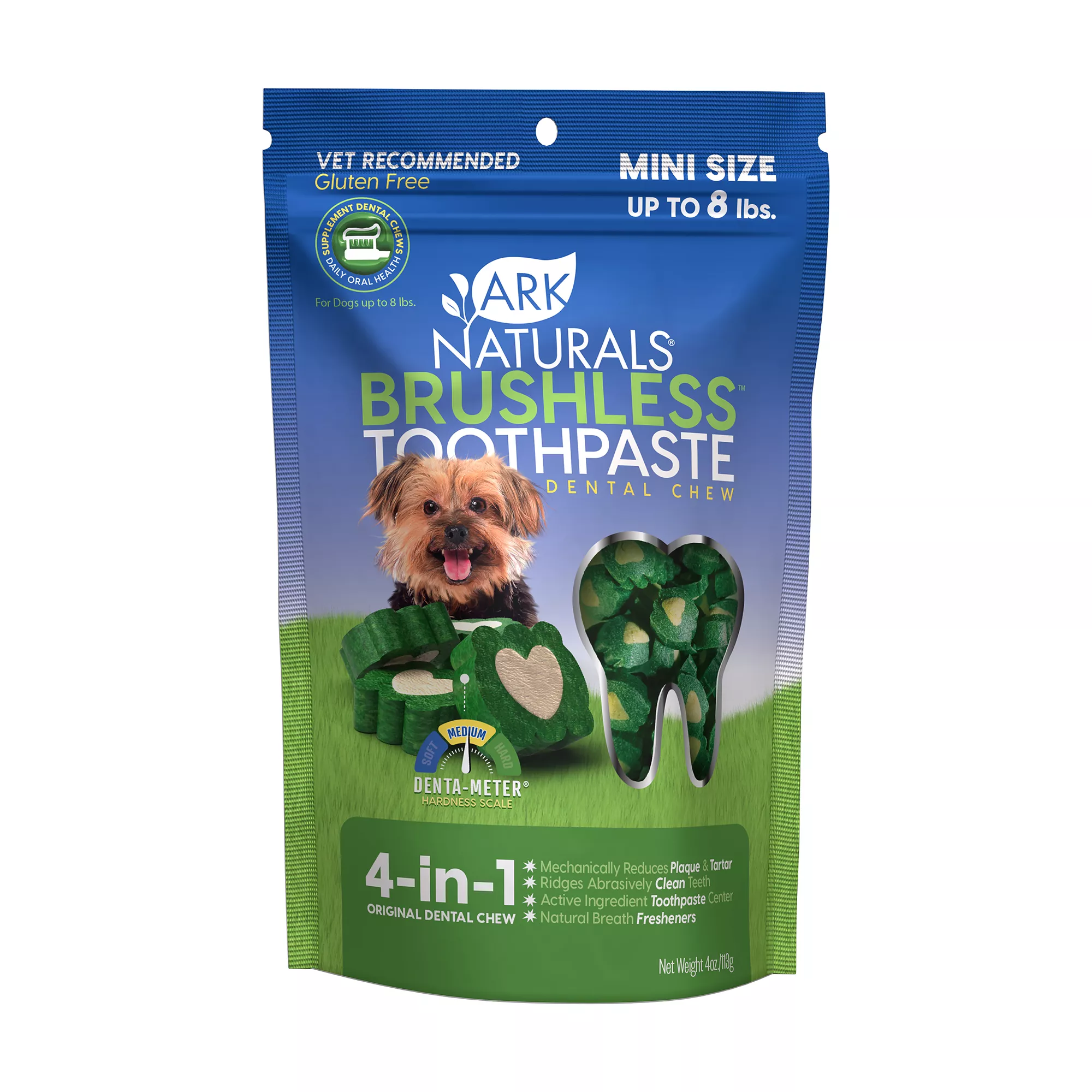 Ark Naturals® Brushless Toothpaste 4-in-1 Mini Dog Dental Chews - 8 lbs.