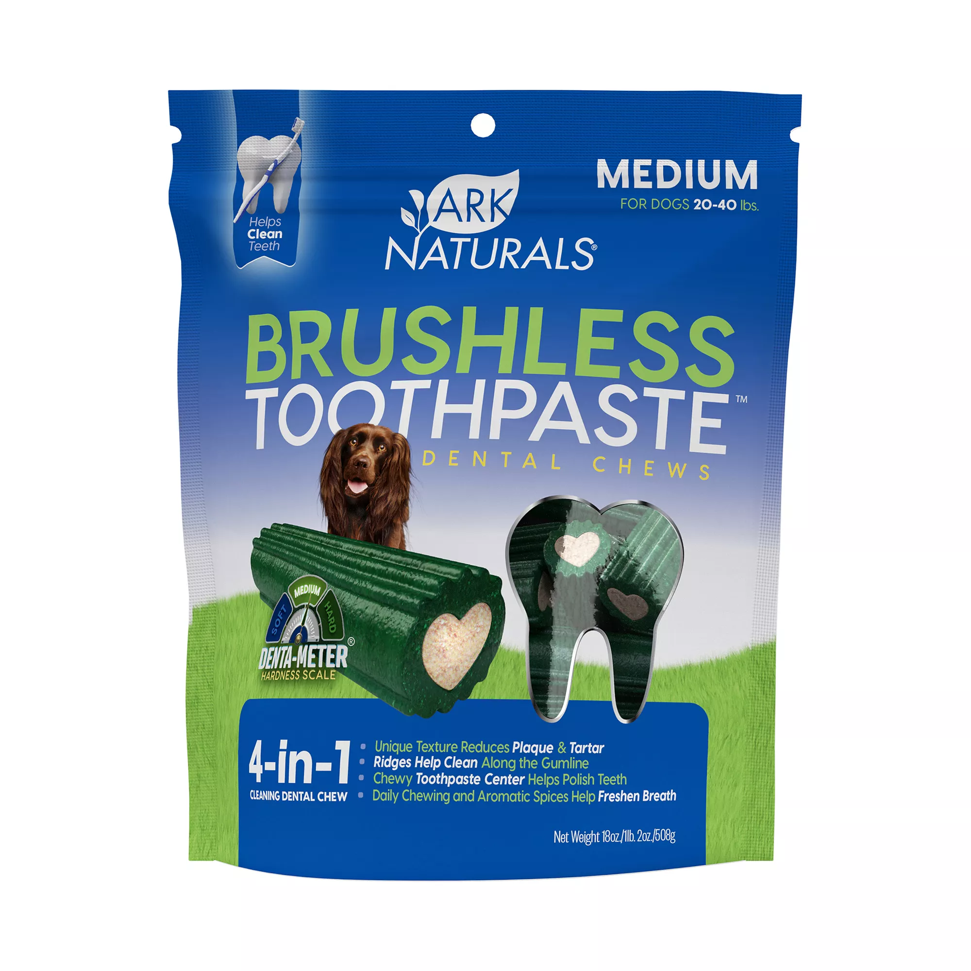 Ark Naturals® Brushless Toothpaste 4-in-1 Medium Dog Dental Chews - 20-40 lbs.