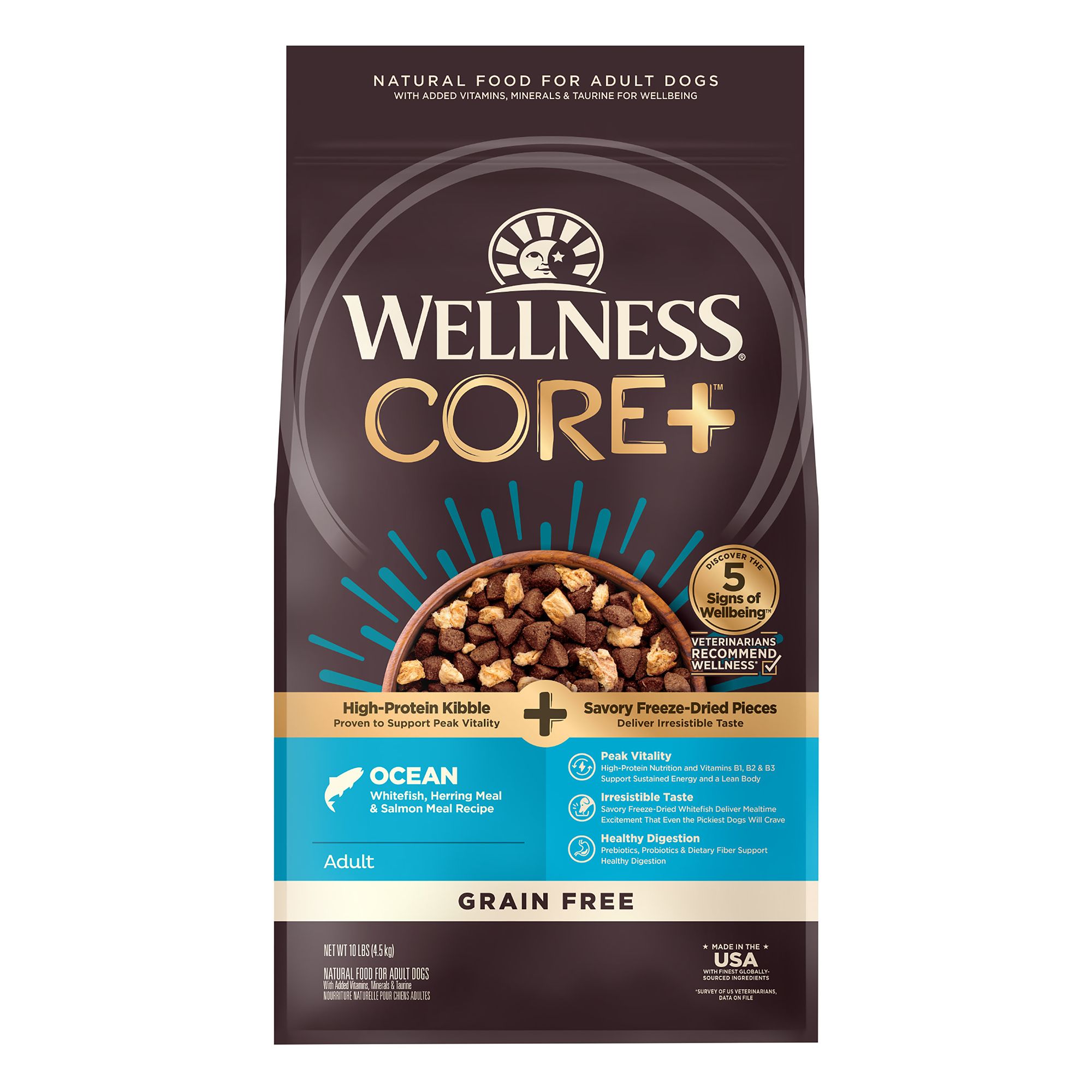 Wellness Core RawRev Grain Free Ocean Whitefish Herring Meal Salmon Meal Recipe Dry Dog Food 18lb Bag