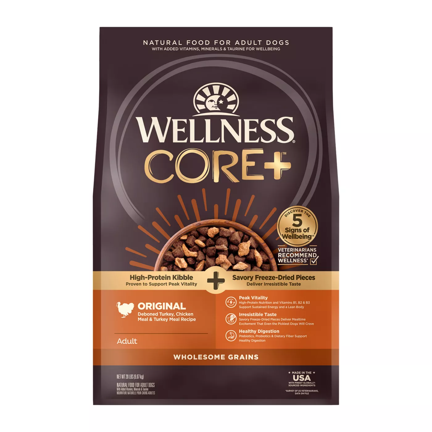 Wellness CORE Raw Rev High Protein With Grain Adult Dry Dog Food Turkey Chicken