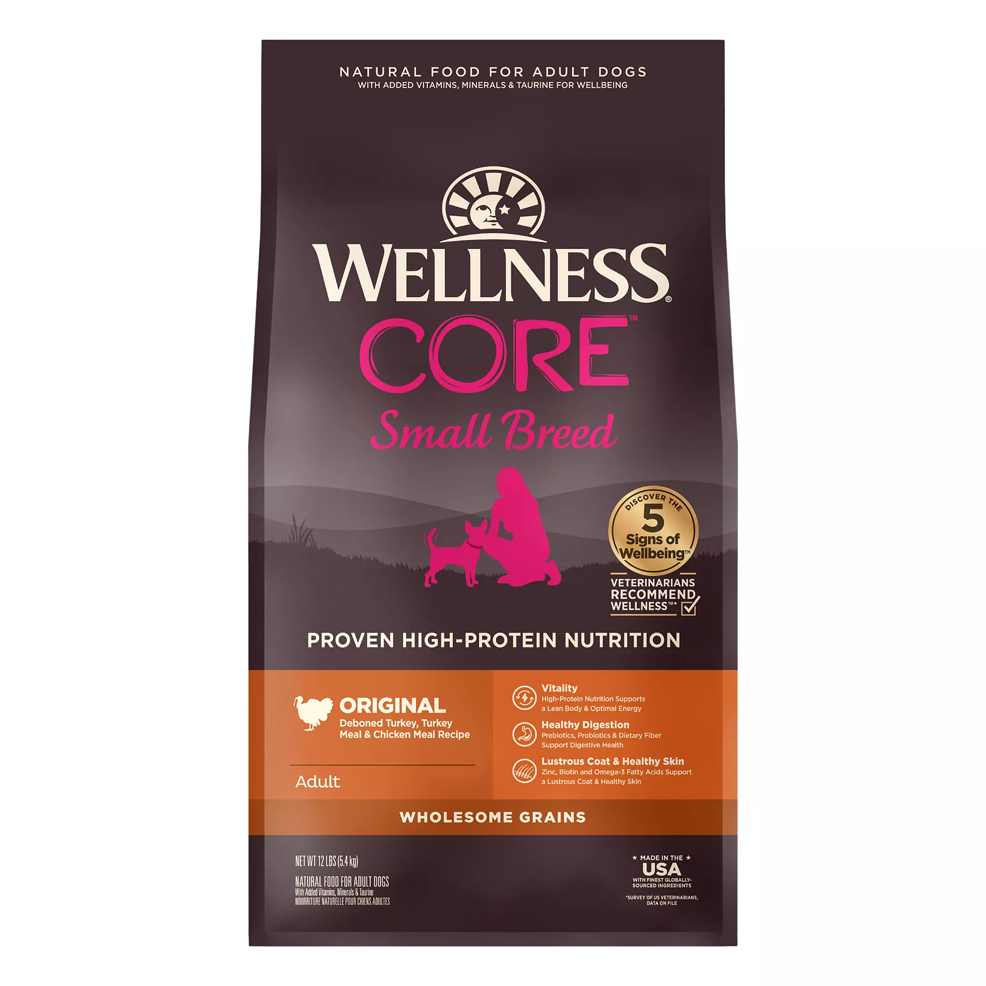 Wellness® CORE® High Protein With-Grain Small Breed Adult Dry Dog Food - Turkey & Chicken