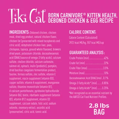 Product Tiki Cat® Born Carnivore® Baby for Kittens Food - Chicken & Egg, Non-GMO
