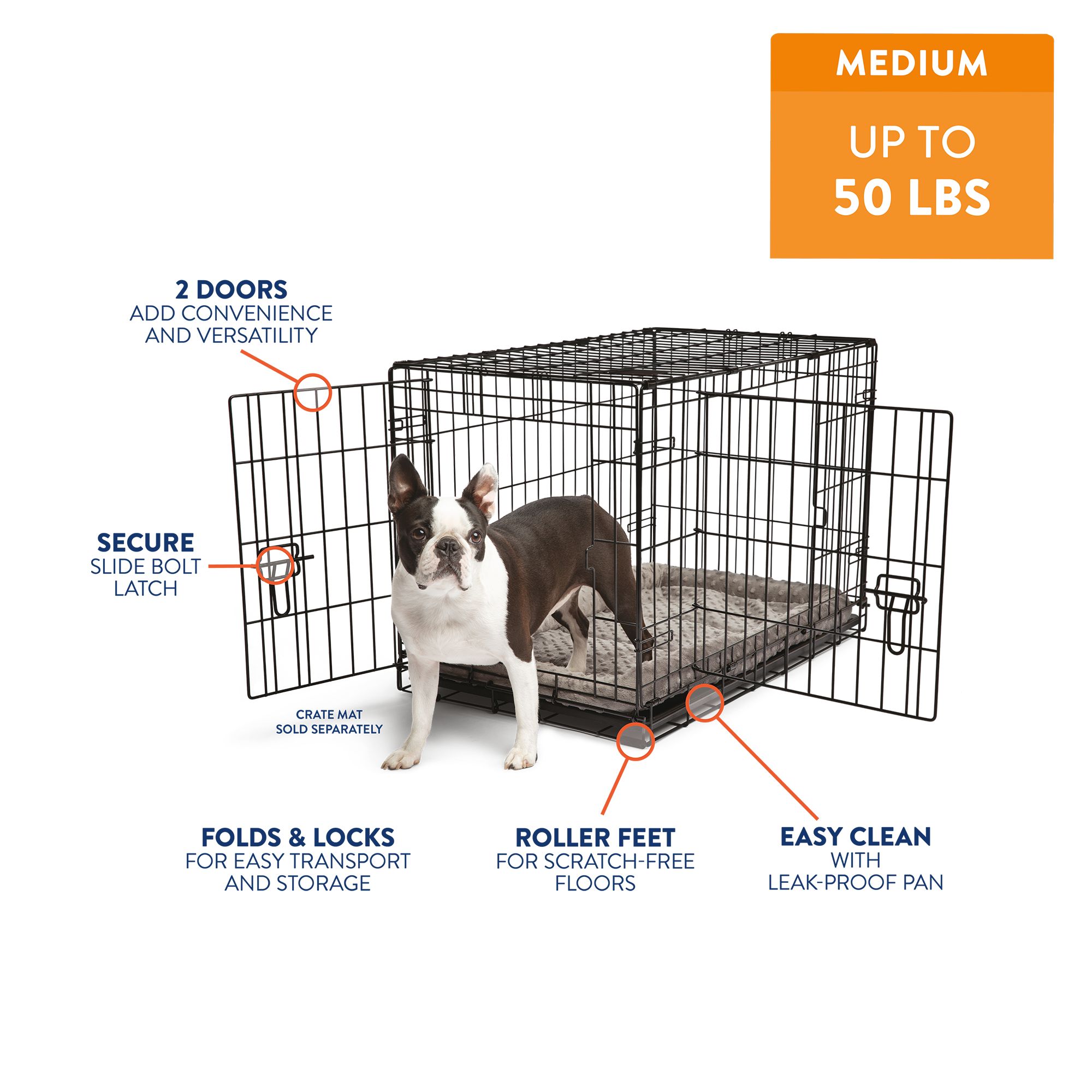 Top Paw Double Door Folding Wire Dog Crate with Divider Panel