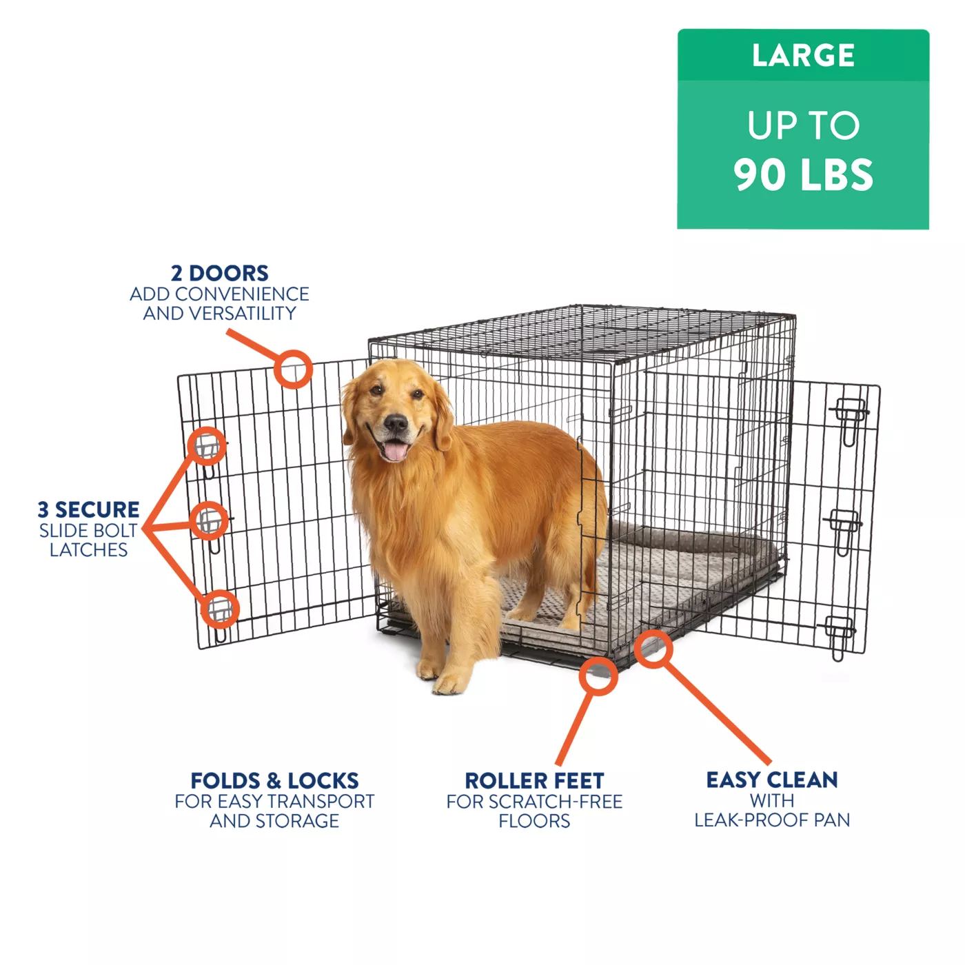 Large wire dog crate best sale