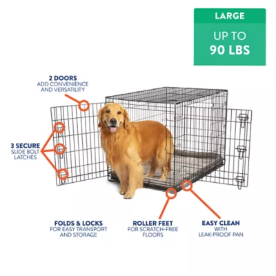 Product Top Paw® Double Door Folding Wire Dog Crate with Divider Panel