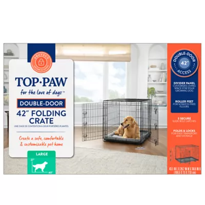 Product Top Paw® Double Door Folding Wire Dog Crate with Divider Panel