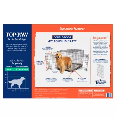 Product Top Paw® Double Door Folding Wire Dog Crate with Divider Panel