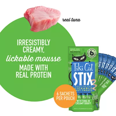Product Tiki Cat® Stix Lickable Wet Cat Treat -  Grain Free, 6 Ct, 3 Oz
