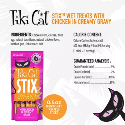 Product Tiki Cat® Stix Lickable Wet Cat Treat -  Grain Free, 6 Ct, 3 Oz