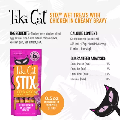 Product Tiki Cat® Stix Lickable Wet Cat Treat -  Grain Free, 6 Ct, 3 Oz