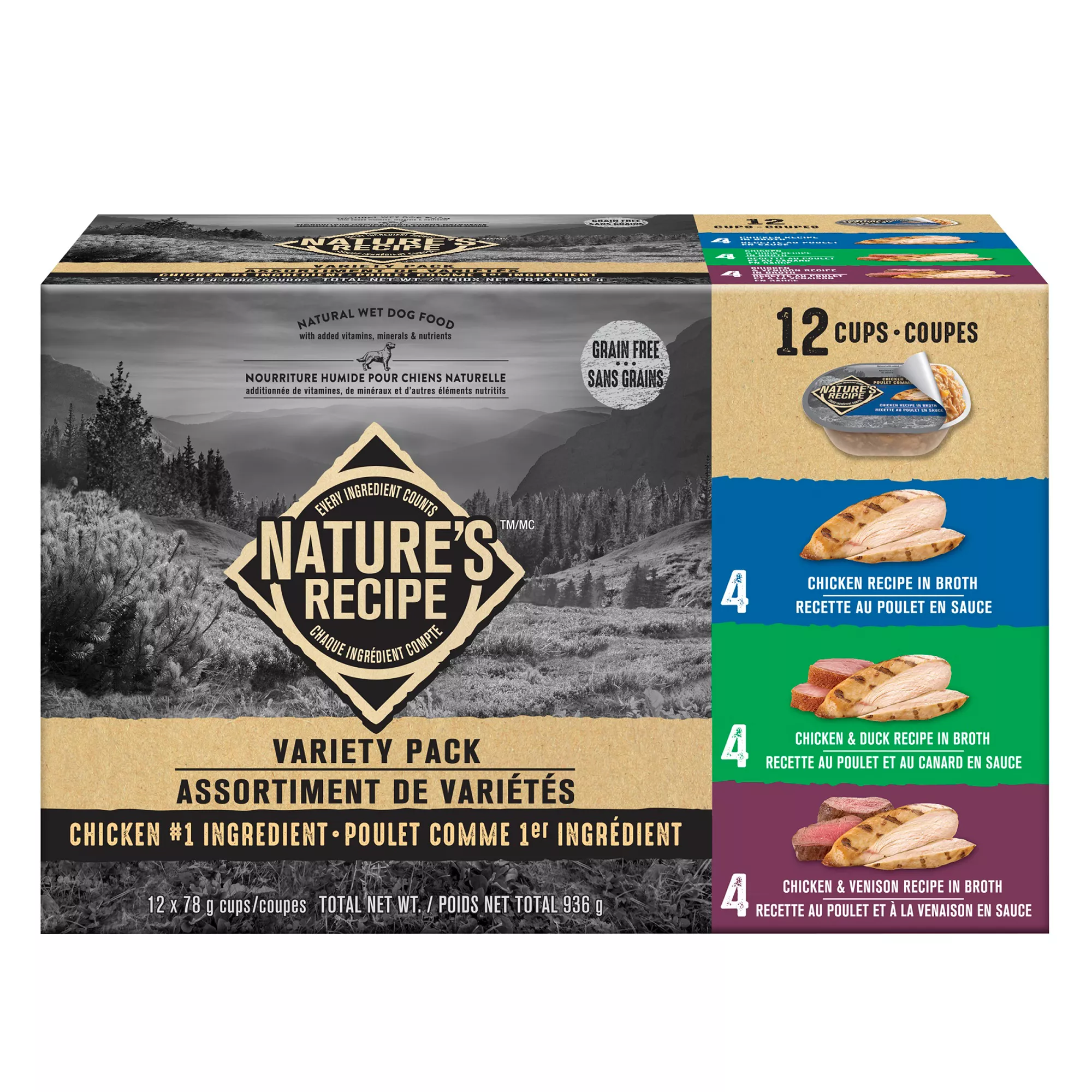 Nature's Recipe Adult Wet Dog Food - Grain Free, Chicken, Duck & Venison in Broth