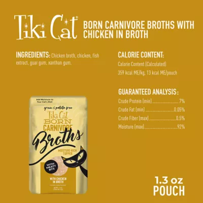 Product Tiki Cat® Born Carnivore® Broths Wet Cat Food Topper - Non-GMO, Grain Free, 1.3oz