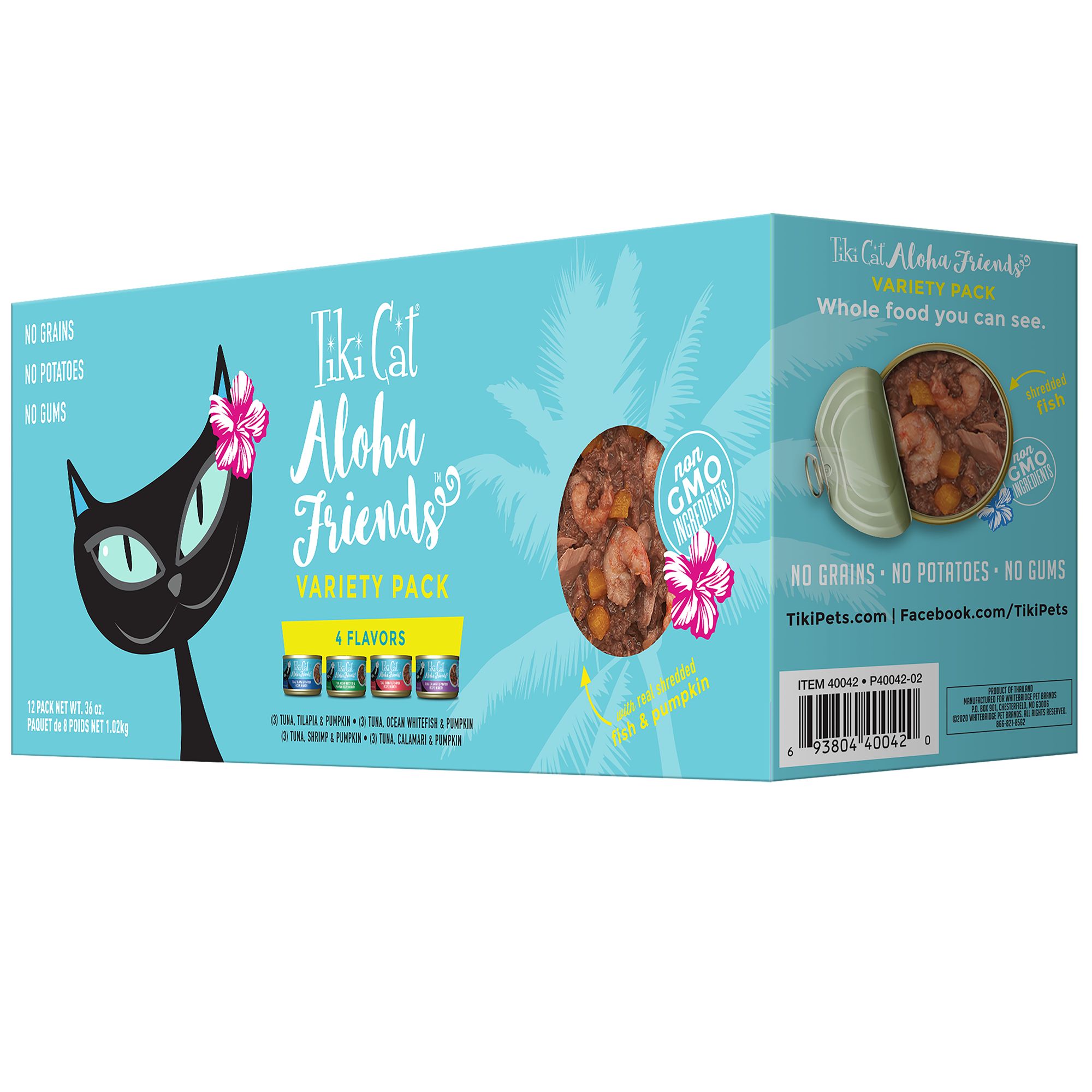 Tiki Cat® Aloha Friends&trade; Wet Cat Food - Non-GMO, No Grains or Potatos, Variety Pack, 12 CT, 36