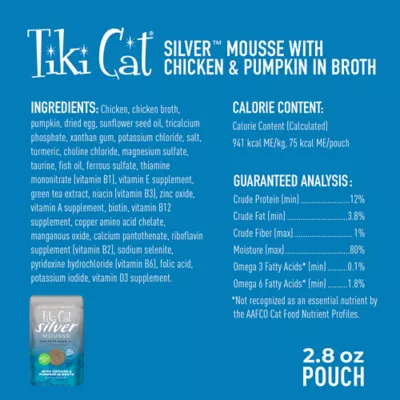 Product Tiki Cat® Velvet™ Mousse Senior Cat Food - Non-GMO, Grain & Potato Free, Chicken, 2.8oz