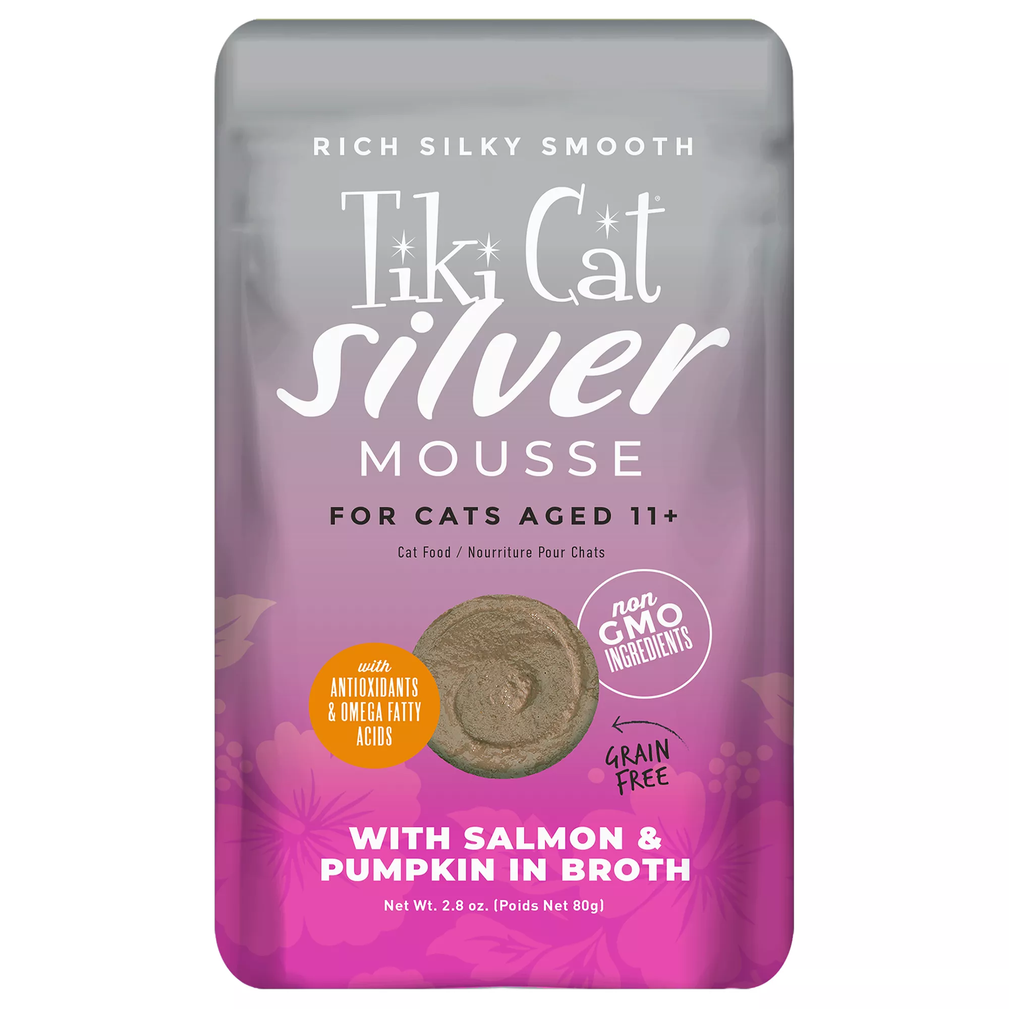 Tiki Cat® Velvet&trade; Mousse Senior Cat Food - Non-GMO, Salmon, 2.8oz