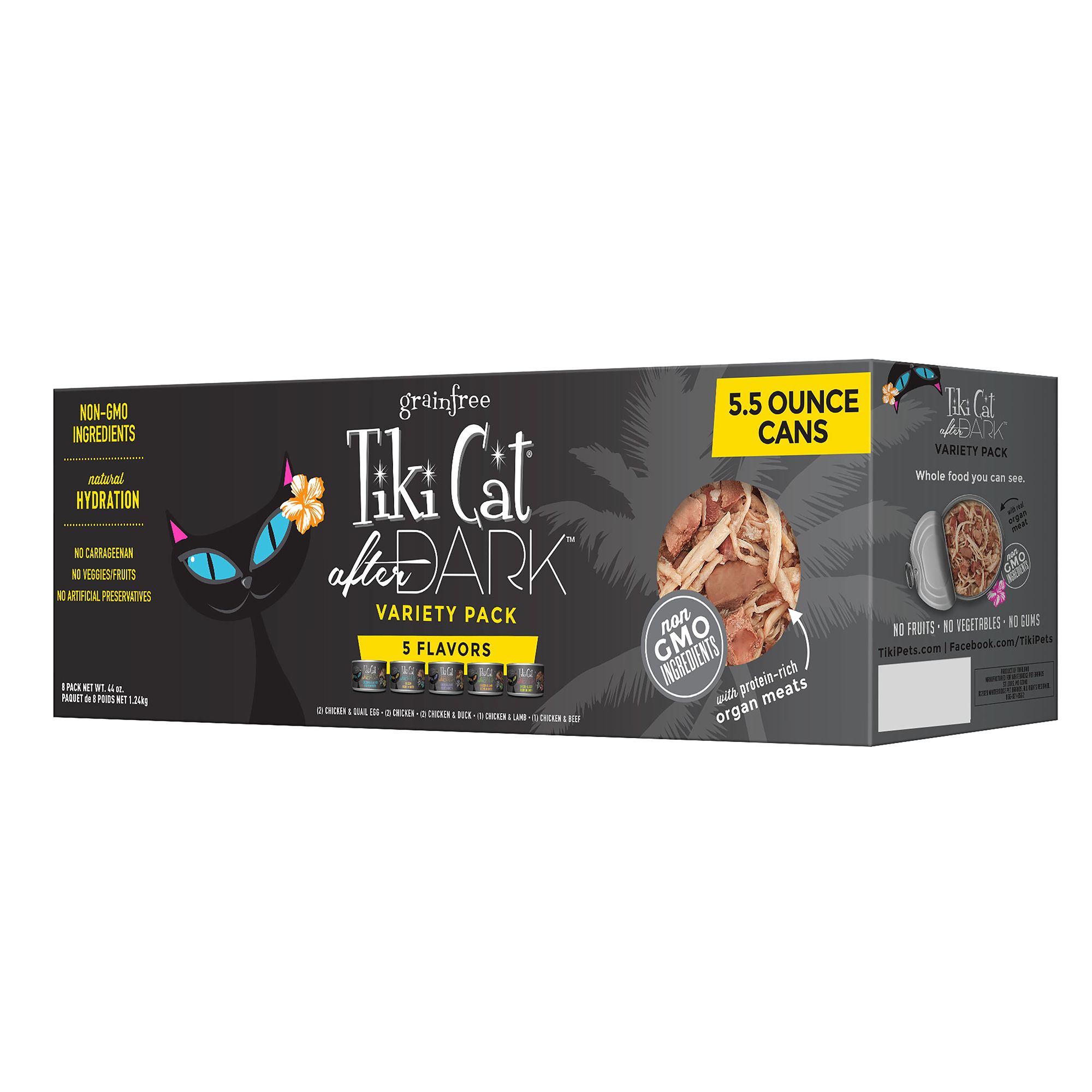 Tiki Cat After Dark Wet Cat Food Non GMO Grain Free Variety Pack 8ct