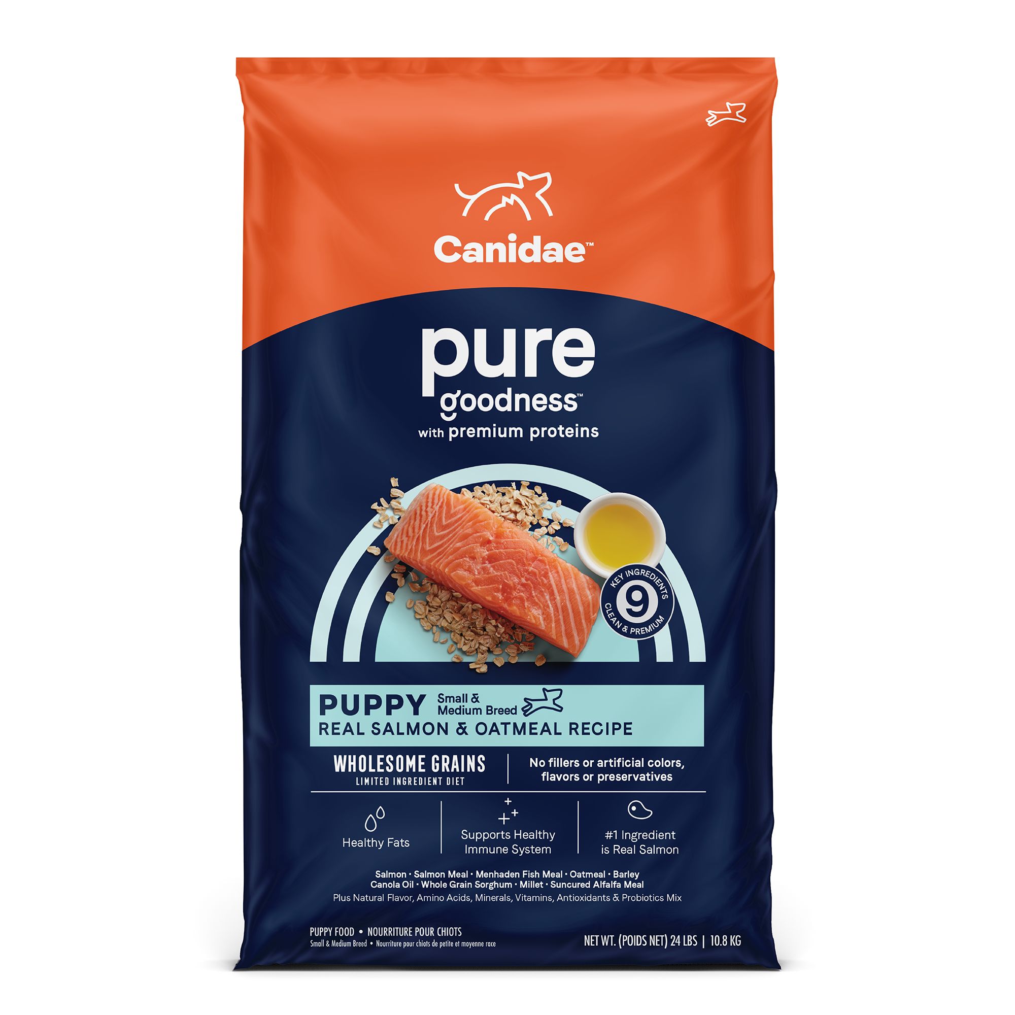 Canidae 24 lb Pure Puppy Real Salmon Oatmeal Recipe Dry Dog Food