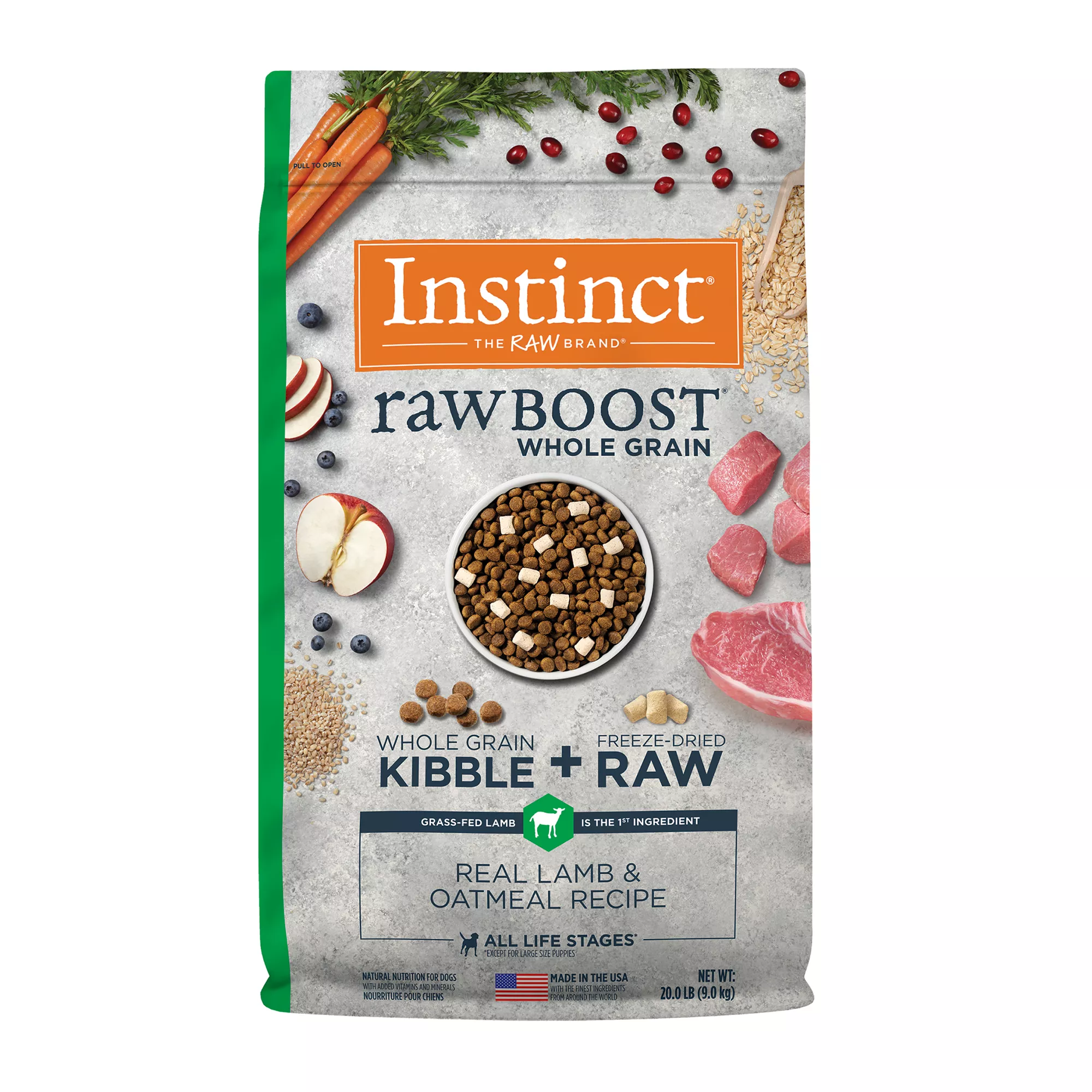 Instinct® Raw Boost® Whole Grain Kibble + Freeze-Dried Raw Adult Dry Dog Food - Lamb & Oatmeal