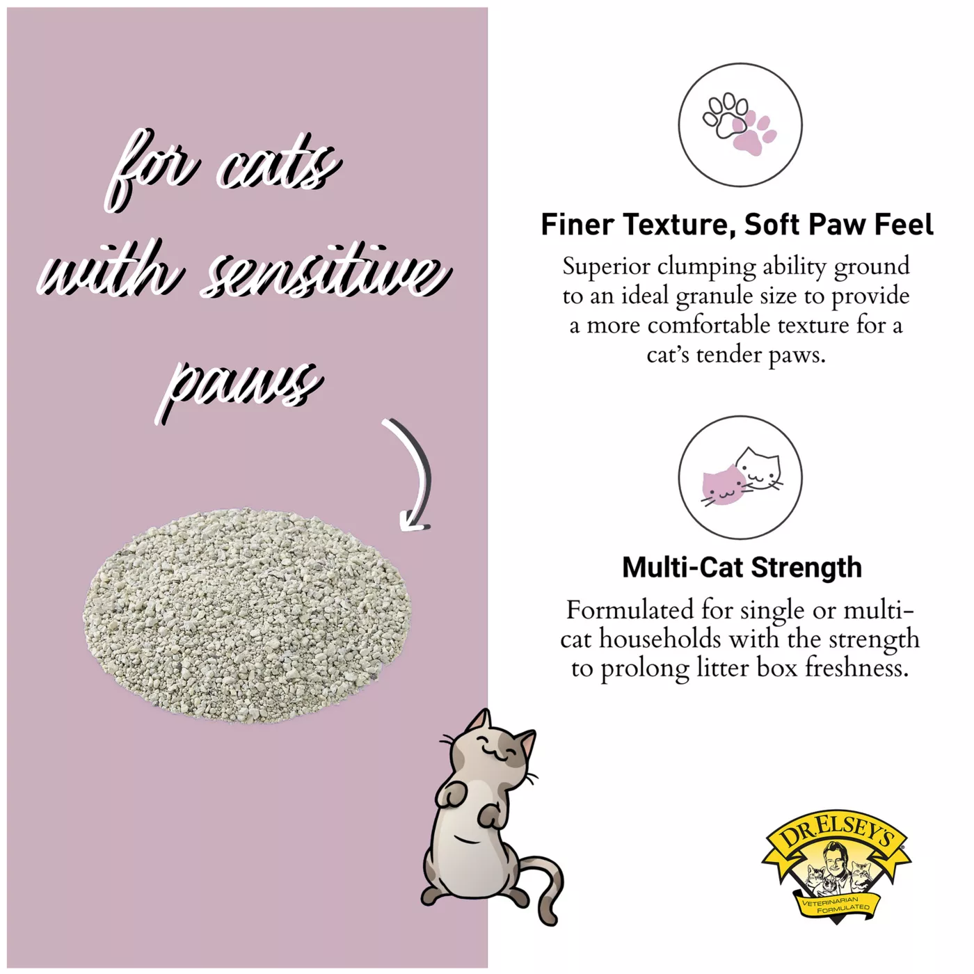 Product Dr. Elsey's Precious Cat Paw Sensitive Clumping Multi-Cat Clay Cat Litter - Low Dust