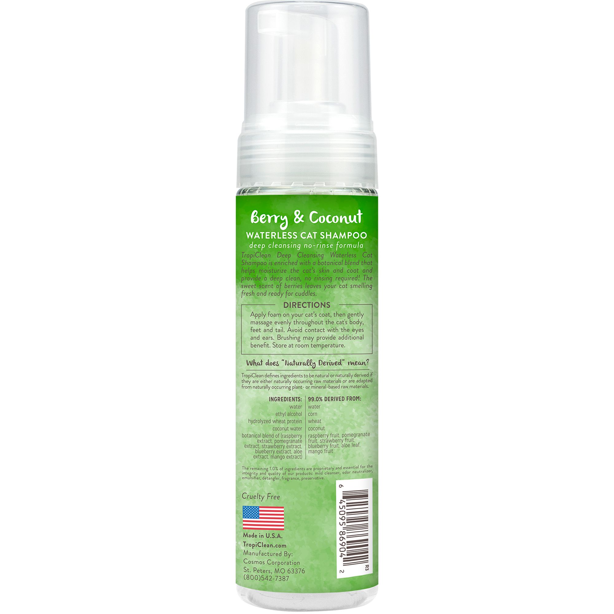 TropiClean Deep Cleansing Waterless Cat Shampoo Berry Coconut