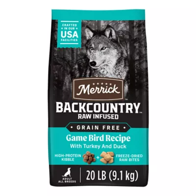 Merrick Grain Free Backcountry Raw Infused Game Bird Recipe Dog Food 4 lb