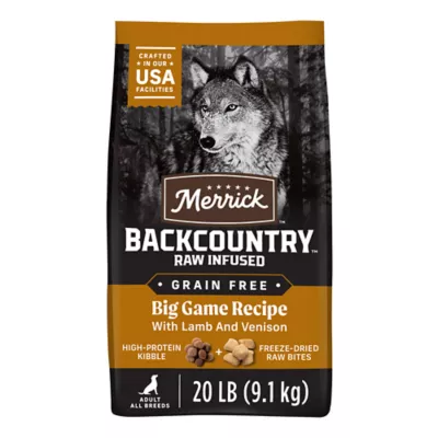 Merrick Backcountry Raw Infused Grain Free Big Game Recipe Dry Dog Food 20 lbs