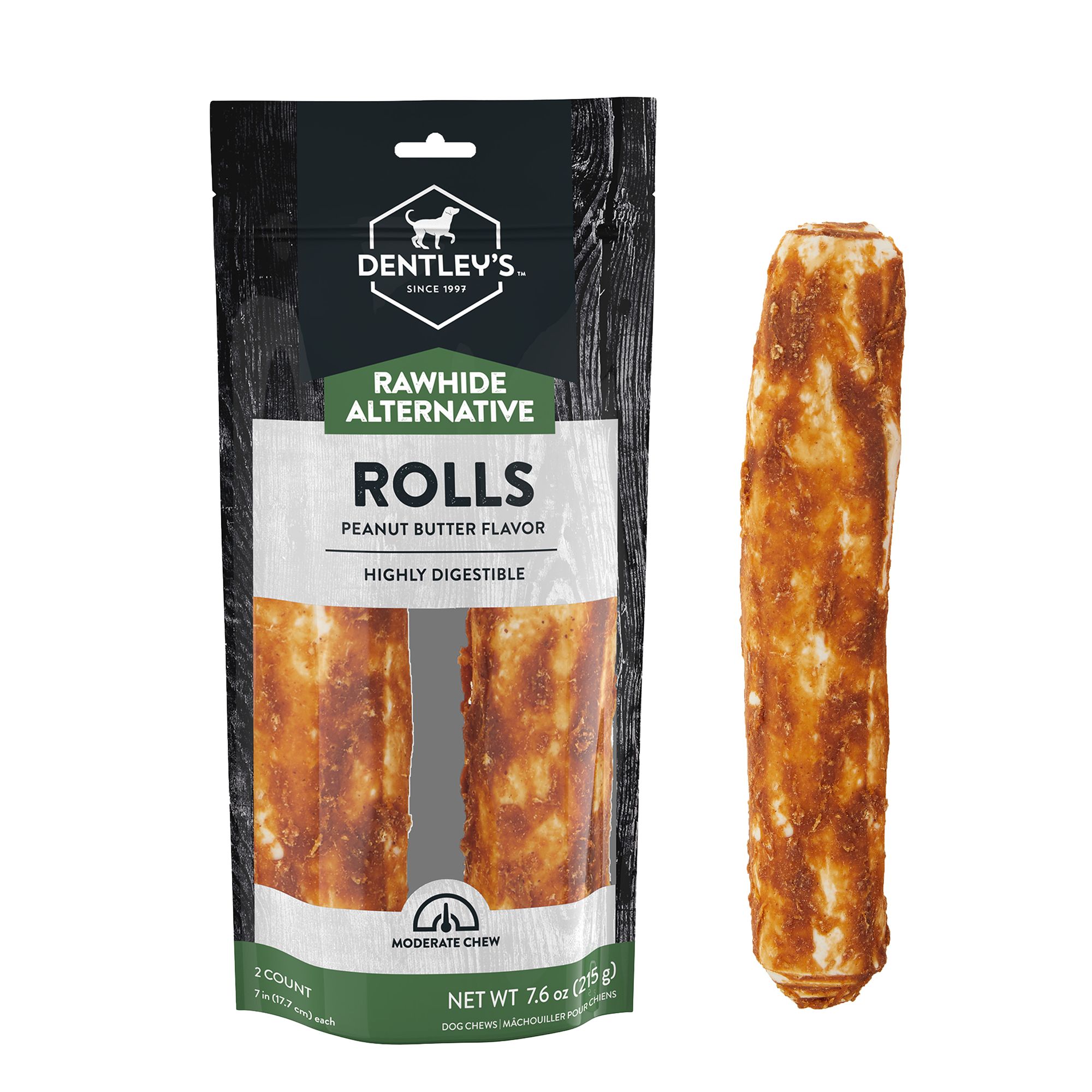 Dentley's dog store chews rawhide rolls