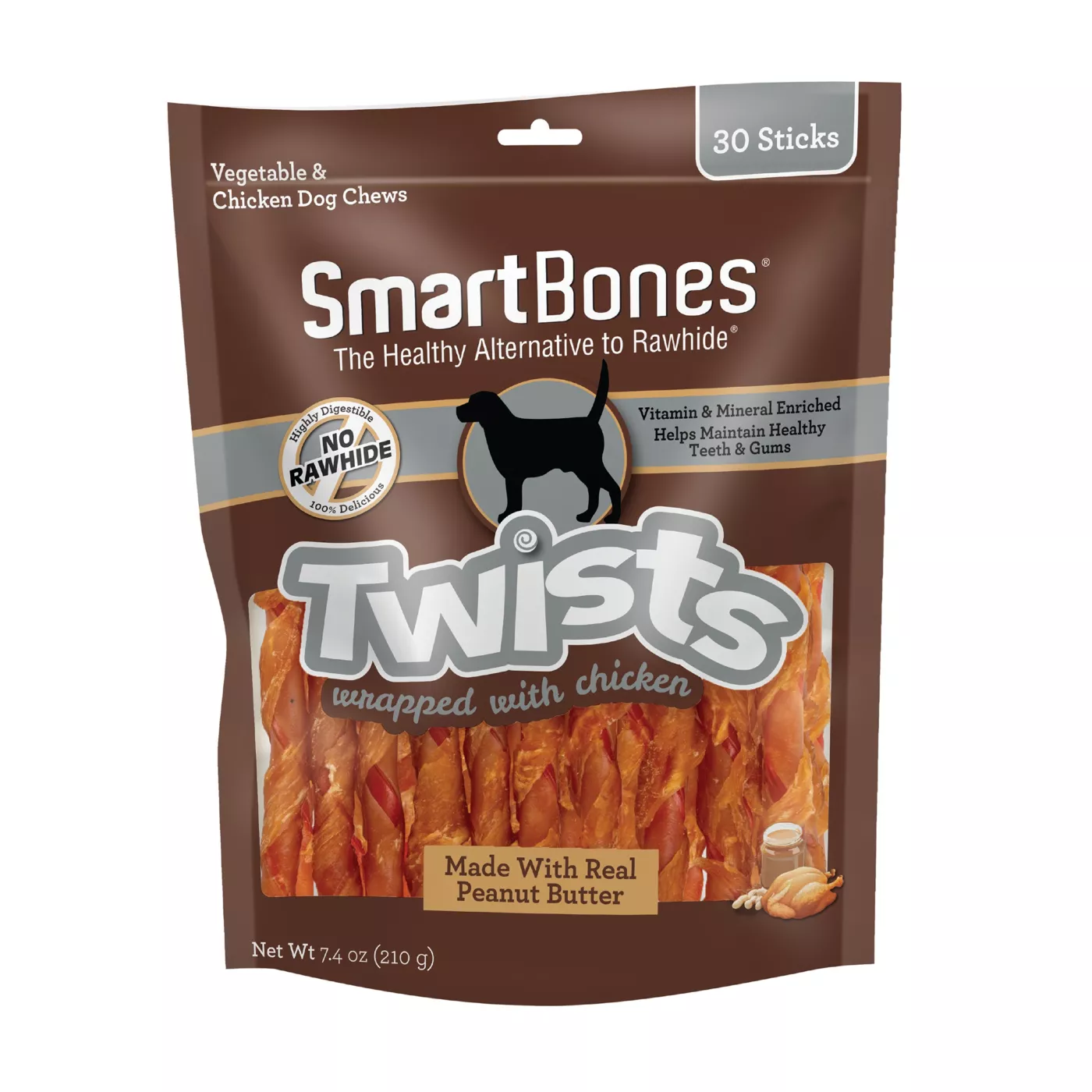 SmartBones Chicken Wrapped Twists Dog Treat Peanut Butter