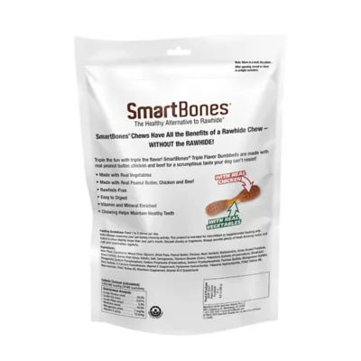 Product SmartBones® Triple Flavor Dumbells Dog Treat - Peanut Butter, Chicken & Beef