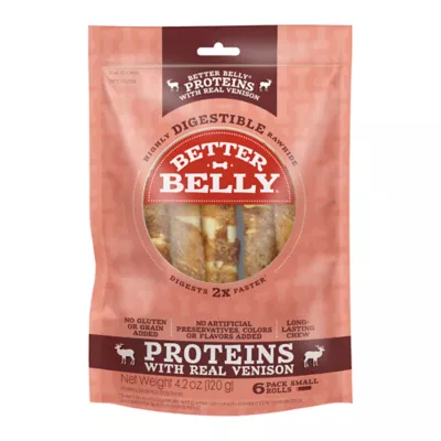 Product Better Belly Proteins Rawhide Small Dog Treats - Real Venison