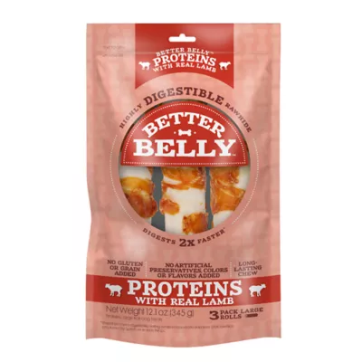 Product Better Belly Proteins Rawhide Large Dog Treats - Real Lamb