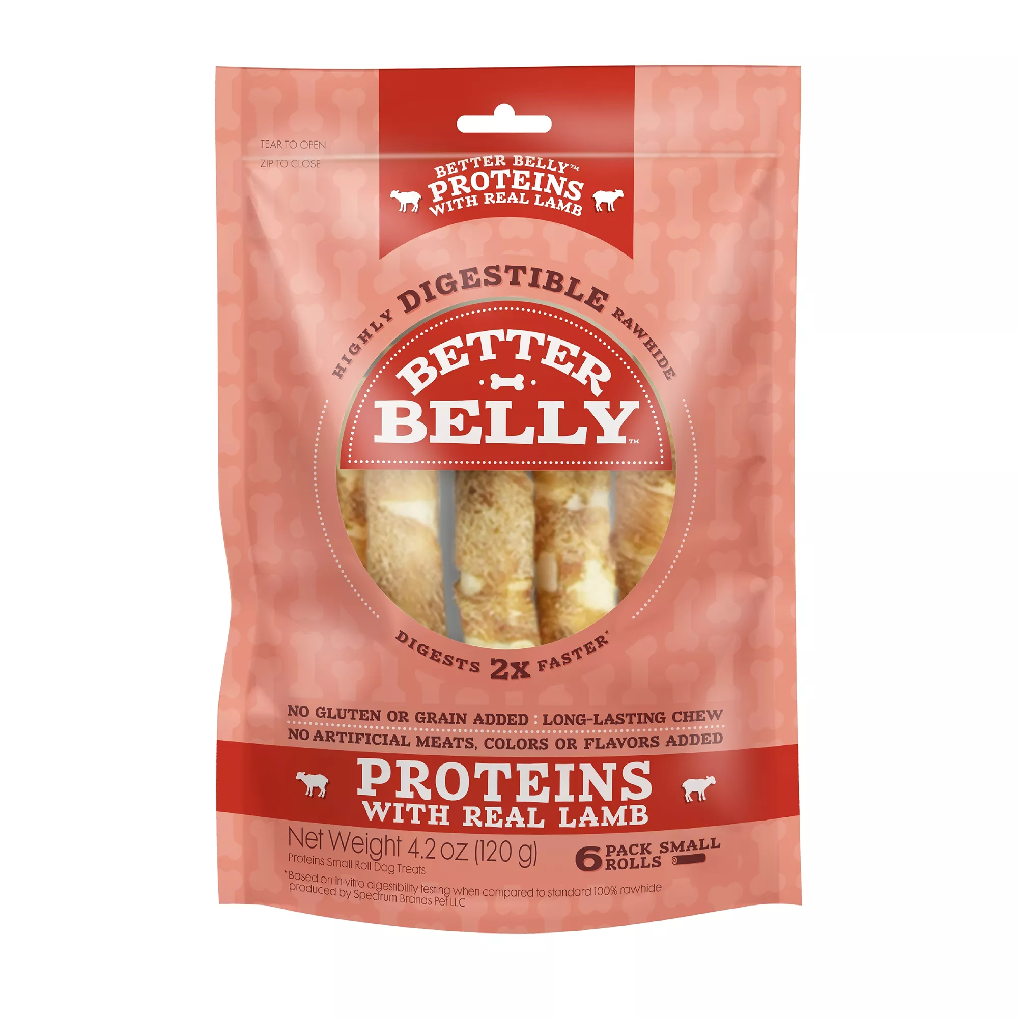 Better Belly Proteins Rawhide Small Dog Treats - Real Lamb