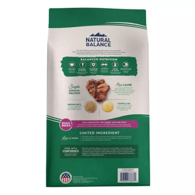 Natural Balance Limited Ingredient Lamb Brown Rice Recipe Small Breed Dry Dog Food 12 lb