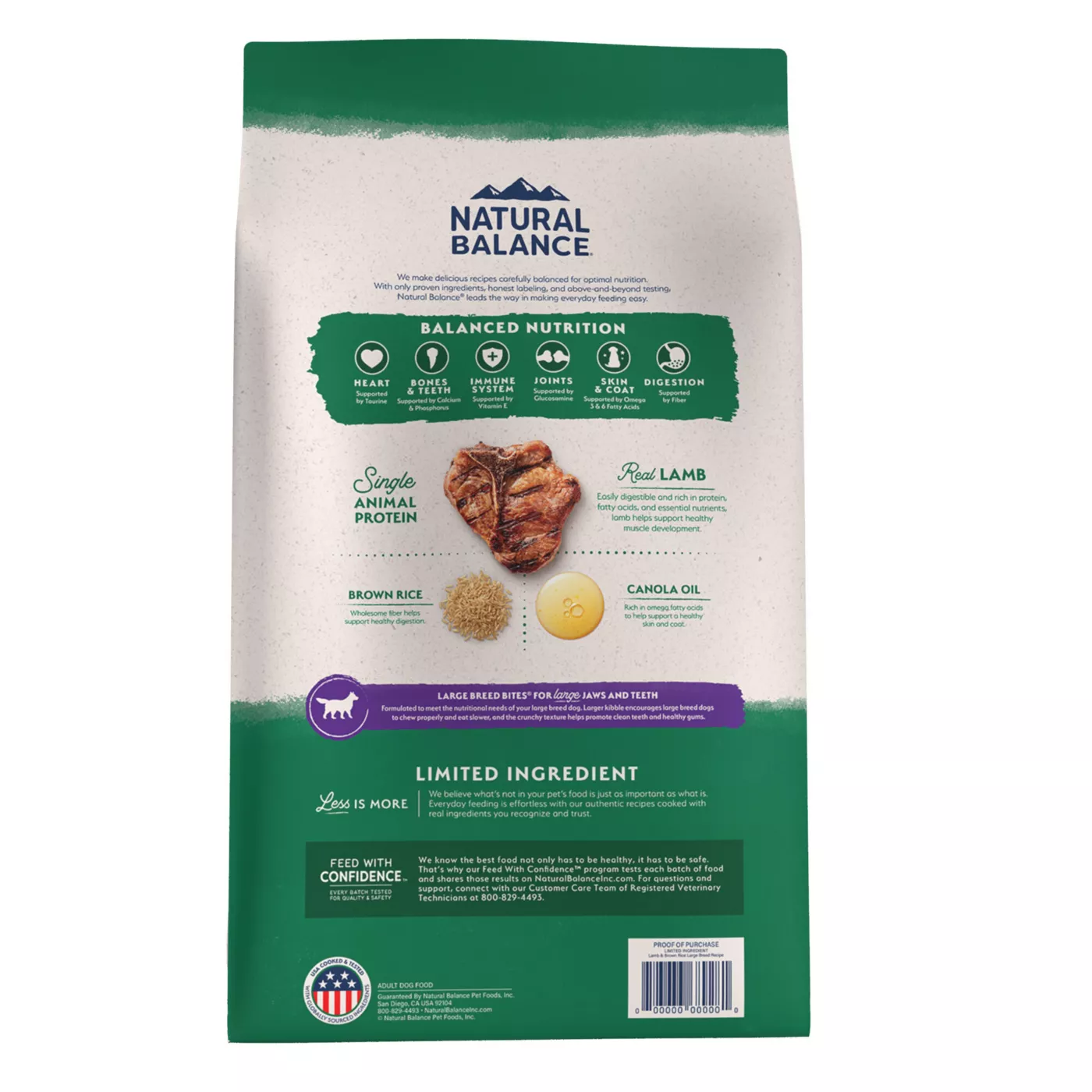 Natural Balance Limited Ingredient With Grain Large Breed Adult Dry Dog Food Lamb Brown Rice