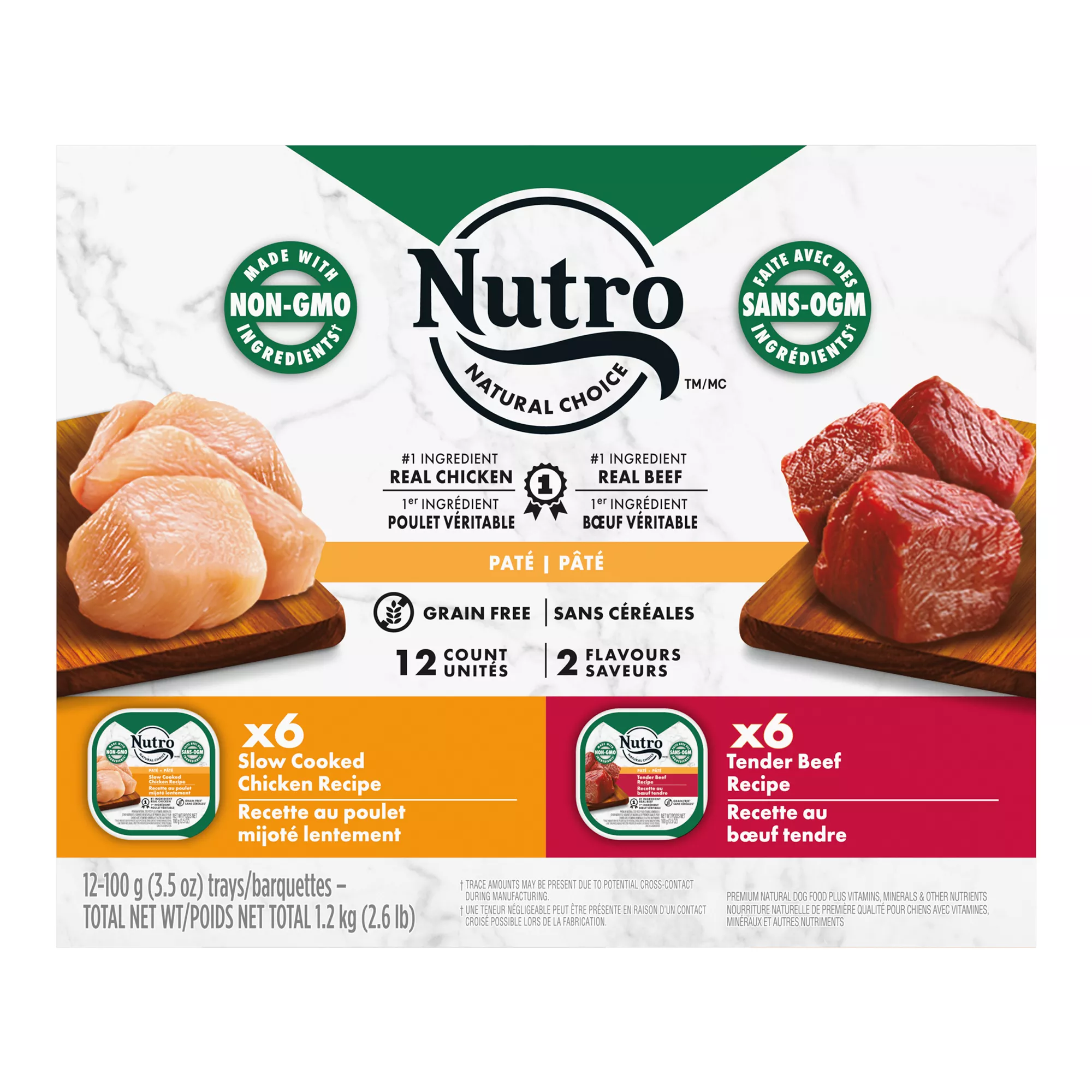 Nutro Natural Choice Adult Wet Dog Food Grain Free Chicken & Beef Variety Pack, 12ct