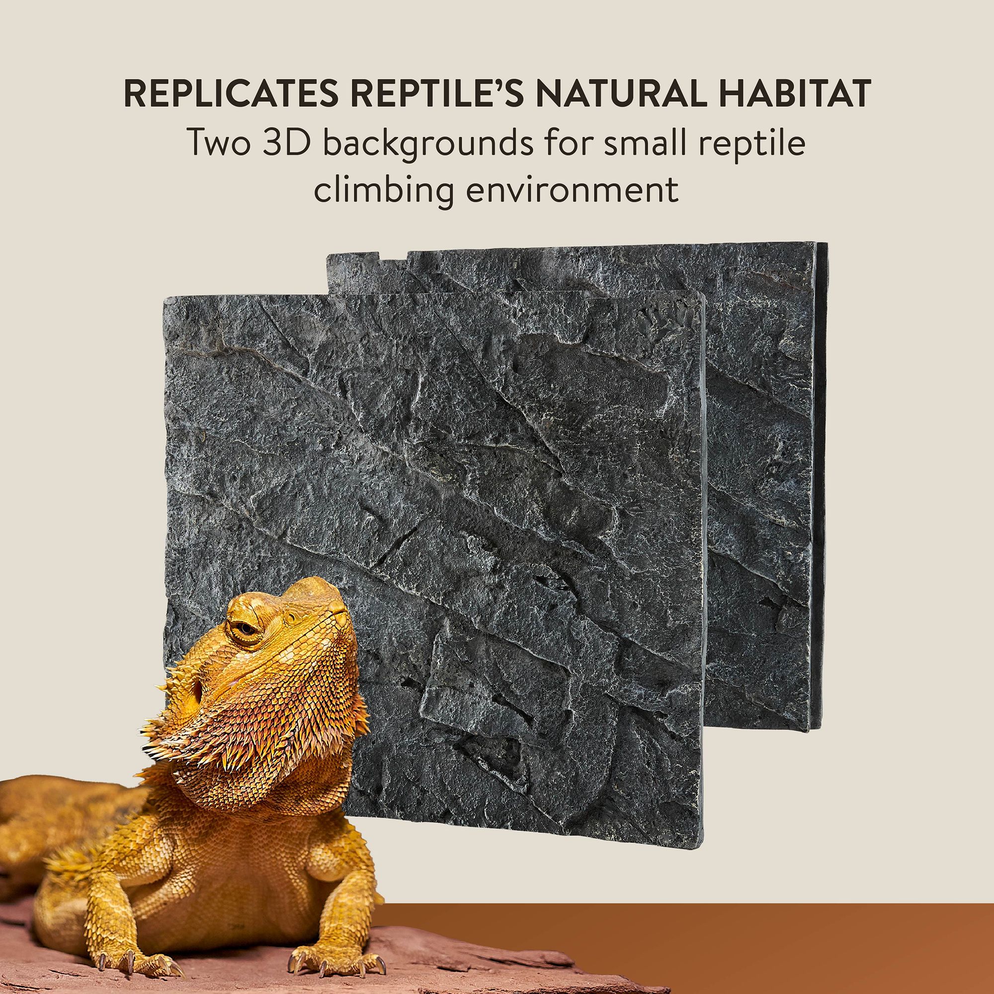 Thrive Temperate 3D Slate Background - Terrarium Background - 40 Gal - thumbnail 3