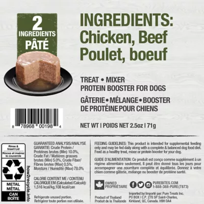 PureBites Pure Protein Chicken Beef Pate Adult Dog Food Topper