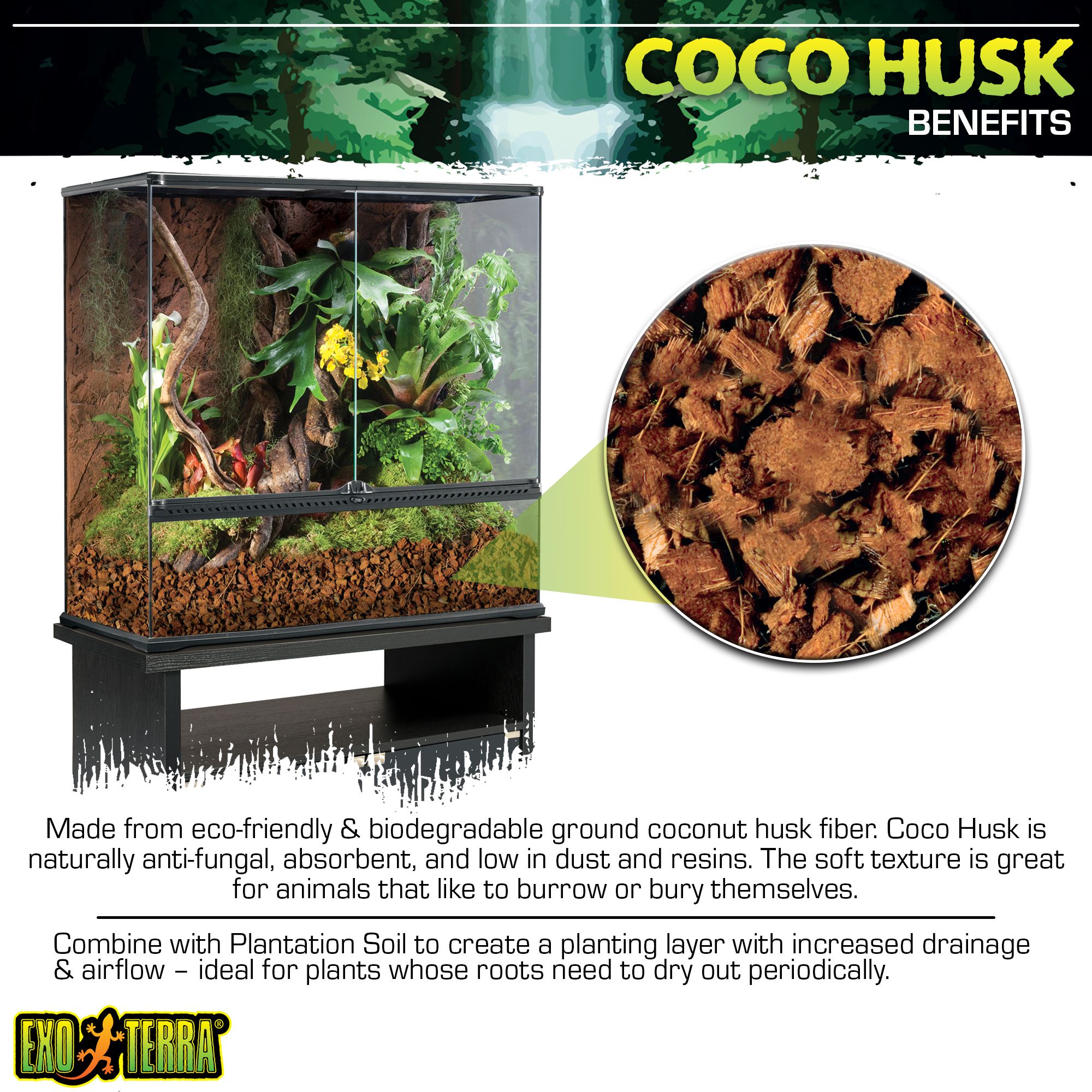 Exo-Terra® Coco Husk - Reptile Substrate & Bedding - 8 qt - thumbnail 3