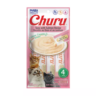 Product Inaba Churu Creamy Puree Lickable Cat Treats - Tuna with Salmon Recipe, 4 pack