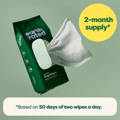 Product Earth Rated Hypoallergenic Dog Grooming Wipes, Plant-Based, Lavender Scented, 400 Count