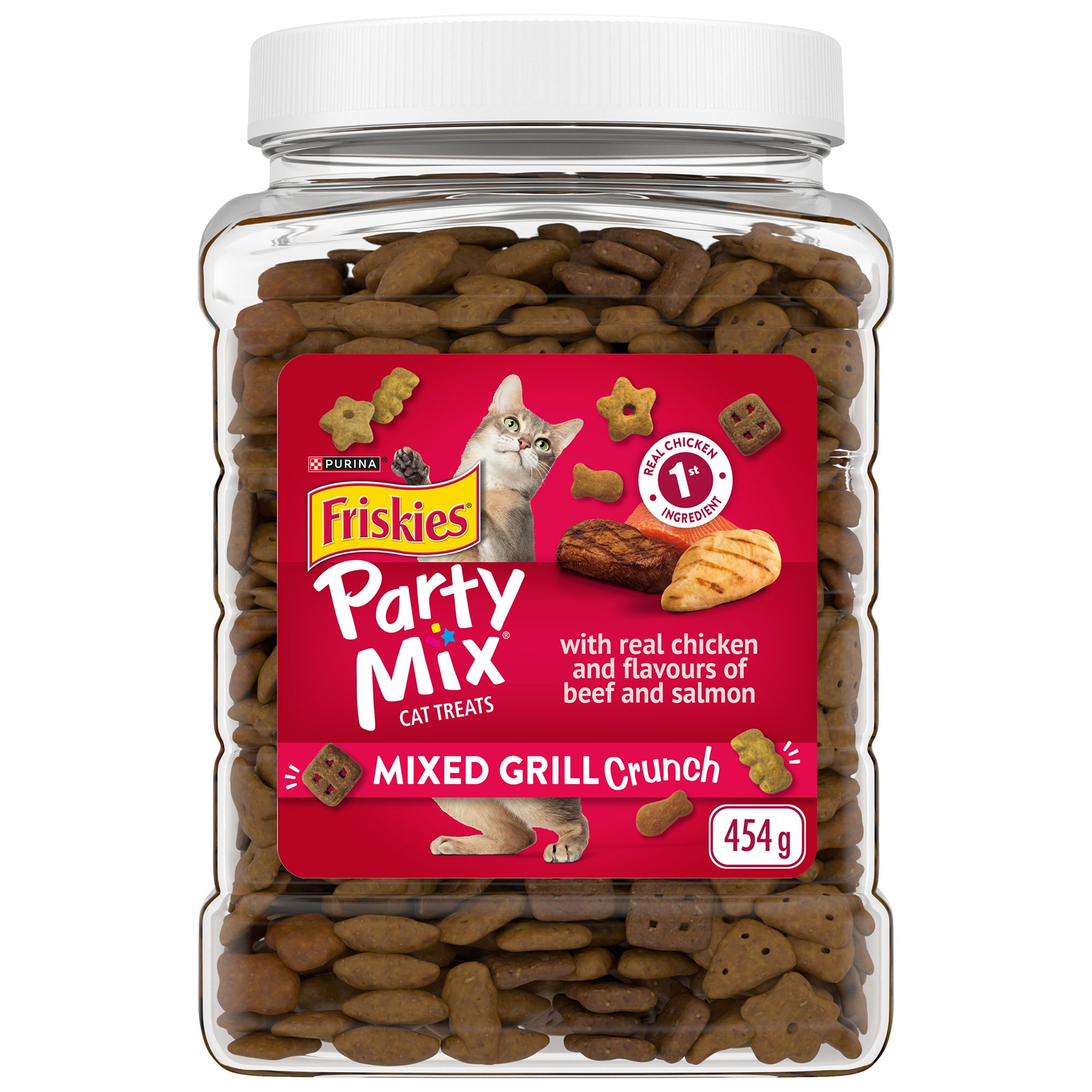 Purina Friskies Party Mix Mixed Grill Crunch Cat Treat Chicken