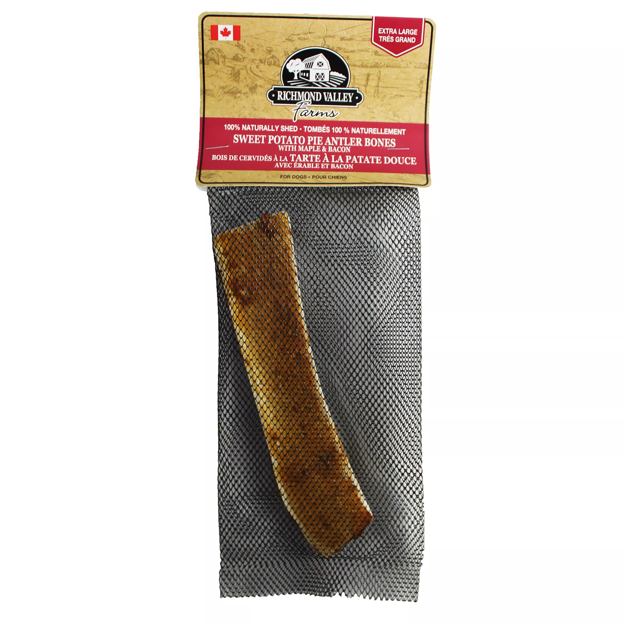 Richmond Valley Farms Sweet Potato Pie Antler Bone Dog Treat - With Maple & Bacon