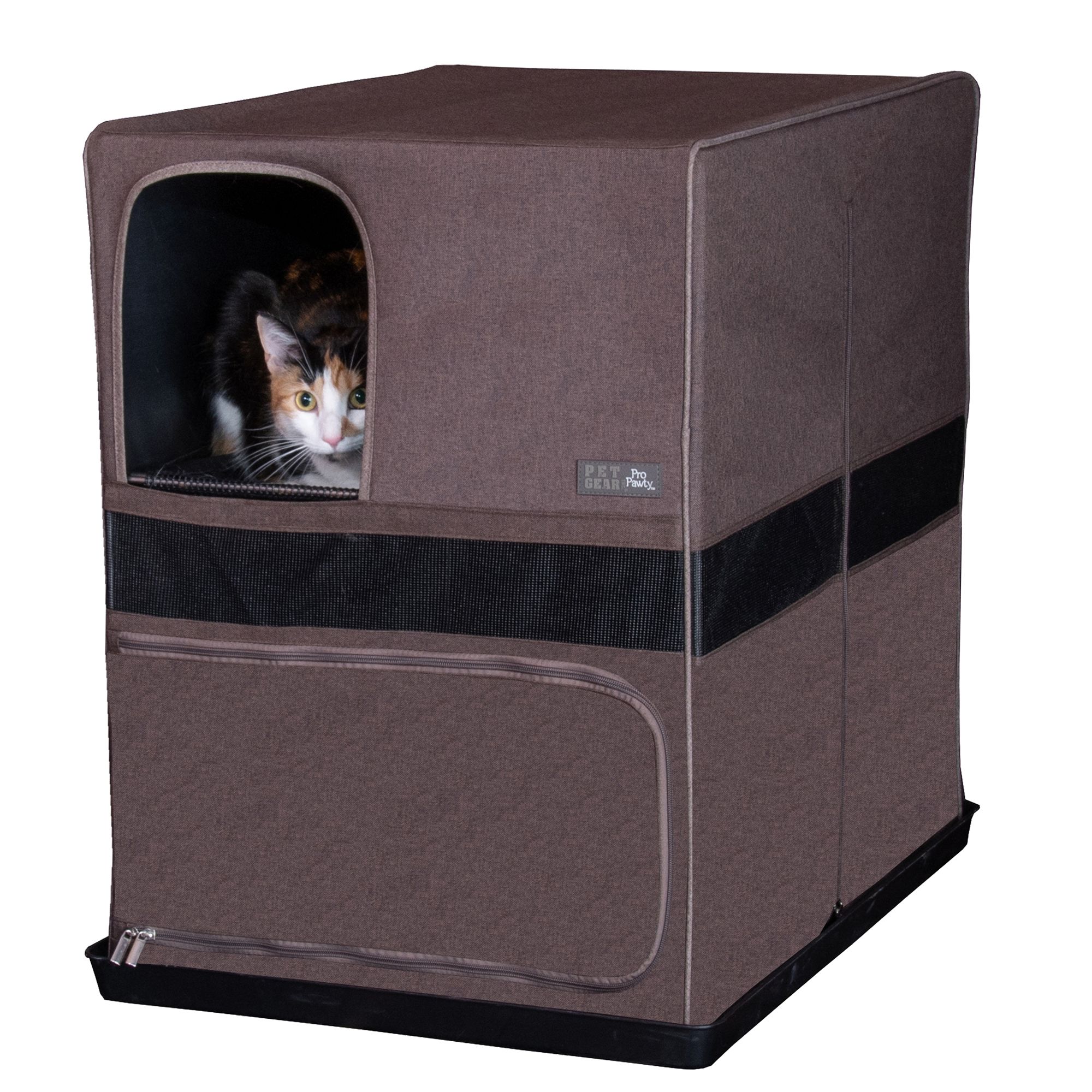 cat kennel with litter box